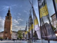 51st KFF flags, Krakow's Market Square