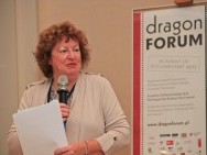 Dragon Forum Pitching, held in International Cultural Centre, in the picture:  Marijke Rawie (CEO of ExpertDocs, The Netherlands)